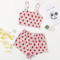 с бантом Фрукты и овощи милый Пижама Shein