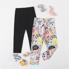 Мультяшный принт Повседневный Домашняя одежда для девочек Shein