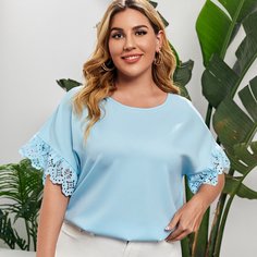 Однотонный топ размера плюс Shein