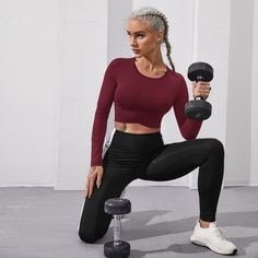 Одноцветный Спортивные футболки Shein