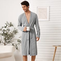 Мужской халат с поясом Shein