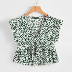 с оборками цветочный Бохо Блузы Shein