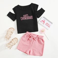 Пояс буква Повседневный Комплект из двух предметов для девочек Shein