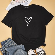 Футболка с принтом сердечка Shein