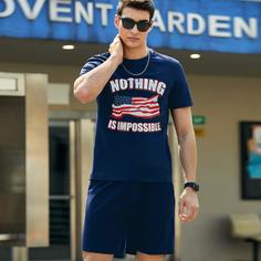 Мужские шорты и футболка с оригинальным принтом Shein