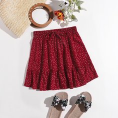 Юбка в горошек с узлом Shein