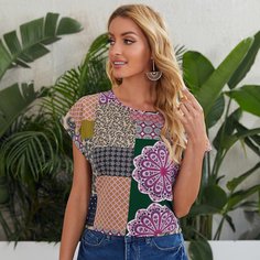 сводка цветных блоков Бохо Блузы Shein