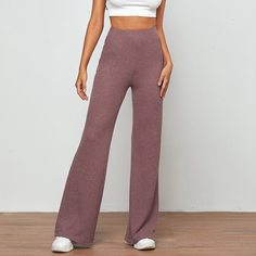 Одноцветный Повседневный Брюки Shein