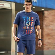Мужские шорты и футболка с текстовым принтом Shein