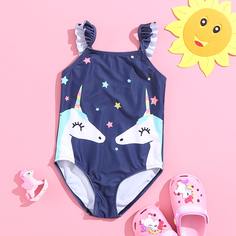Мультяшный принт милый Купальники для девочек Shein