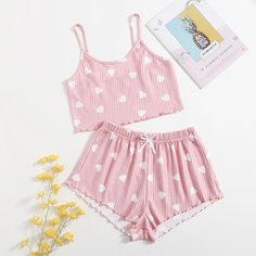 с бантом Сердечко милый Пижама Shein