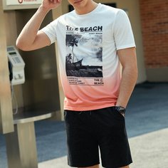 Мужские шорты и футболка с текстовым принтом Shein