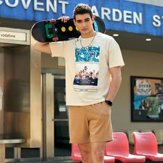 Мужские шорты и футболка с тропическим принтом Shein