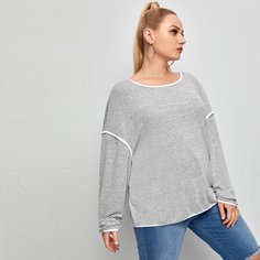 Футболка размера плюс с контрастной отделкой Shein