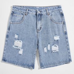Мужские рваные джинсовые шорты Shein