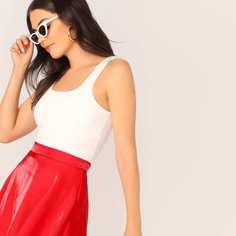 Однотонный Приталенный Топ Shein