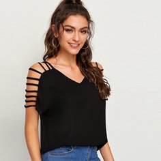 Топ с ажурным плечом и V-образным вырезом Shein