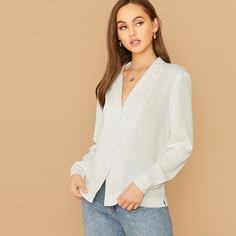 Стильная однотонная рубашка Shein