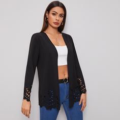 Пальто с оригинальной отделкой Shein