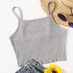 Однотонный трикотажный топ Shein