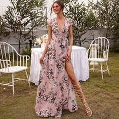 с бантом Цветочный принт Бохо Платья Shein