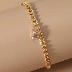 Ножной браслет с буквой и стразами Shein