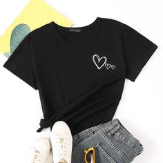 Сердечко Повседневный Футболки Shein