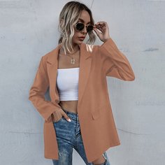 Однотонный пиджак с оригинальным воротником Shein