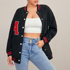 на пуговицах Полосатый Институтский жакеты Shein