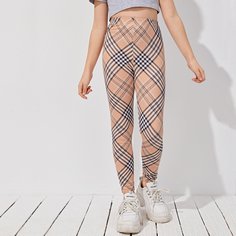 Леггинсы в клетку для девочек Shein