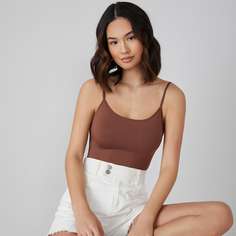 Однотонное боди на бретельках Shein