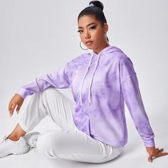на кулиске тай дай Спортивные топы размера плюс Shein