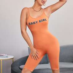 Открытая спина буква Сексуальный Комбинезоны Shein