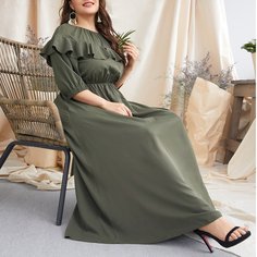 Платье размера плюс с узлом сзади и оборкой Shein