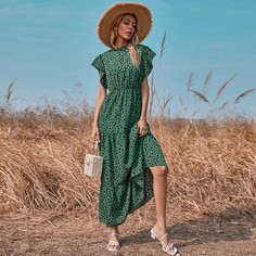 Оборка Принт Повседневный Платье Shein