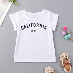 буква Повседневный Футболки для маленьких девочек Shein