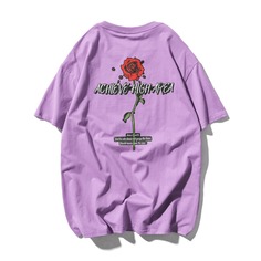 Мужская футболка с текстовым и цветочным принтом Shein