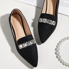 со стразами Одноцветный Очаровательный Балетки Shein