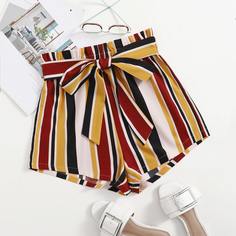 Шорты в полоску с присборенной талией Shein