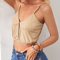 Однотонный трикотажный топ Shein