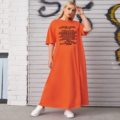 Лозунг Повседневный Платья размер плюс Shein
