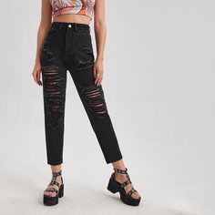 Модные рваные джинсы Shein