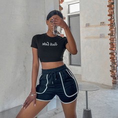 Шорты с контрастной отделкой на кулиске Shein