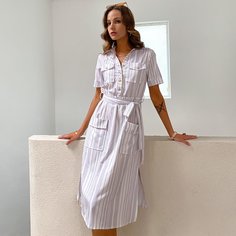 Платье-рубашка с поясом Shein