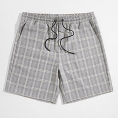 Мужские шорты в клетку на кулиске Shein