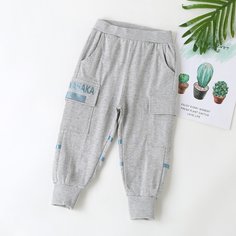 Спортивные брюки с карманом и текстовым рисунком для мальчиков Shein