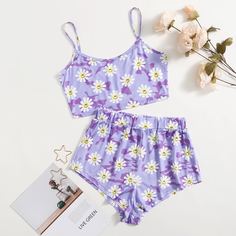 Цветочный принт милый Пижама Shein