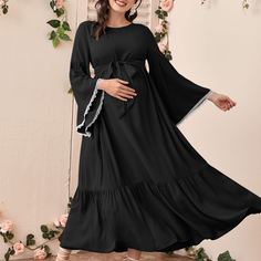 Платье для беременных с оригинальным рукавом и поясом Shein