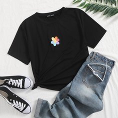 Футболка с цветочным принтом Shein