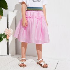 Юбка с блестящей талией для девочек Shein